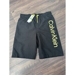 Calvin Klein Big Boys Swim shorts  Black with lime logo uva protect